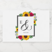 ひまわりバラデイジー秋フローラ結婚ズ リキュールボトルラベル (シングルラベル)