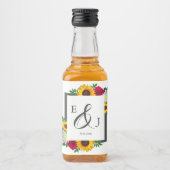 ひまわりバラデイジー秋フローラ結婚ズ リキュールボトルラベル (正面)