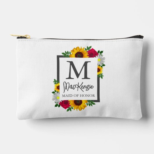 ひまわりバラデイジー秋フローラ結婚披露宴 アクセサリーポーチ (正面)