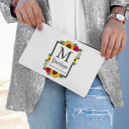 ひまわりバラデイジー秋フローラ結婚披露宴 アクセサリーポーチ