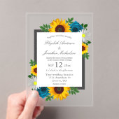 ひまわりバラデイジー結婚フローラ アクリル招待状 (インサイチュ (ポータブル))