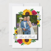 ひまわりバラデイジー結婚フローラ サンキューカード (正面)