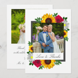 ひまわりバラデイジー結婚フローラ サンキューカード