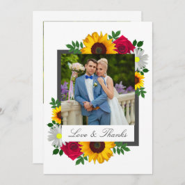ひまわりバラデイジー結婚フローラ サンキューカード