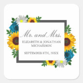 ひまわりバラデイジー結婚フローラ スクエアシール (正面)