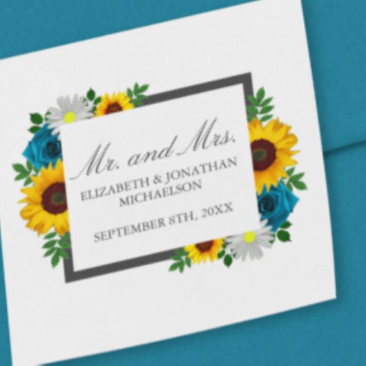 ひまわりバラデイジー結婚フローラ スクエアシール