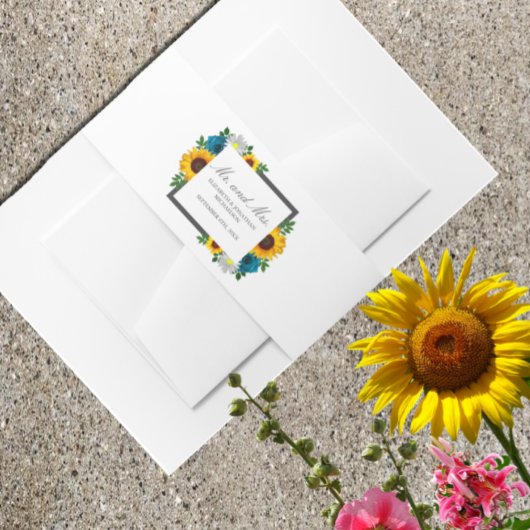 ひまわりバラデイジー結婚フローラ 招待状ベリーバンド