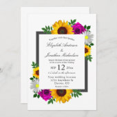ひまわりバラデイジー結婚フローラ 招待状 (正面/裏面)
