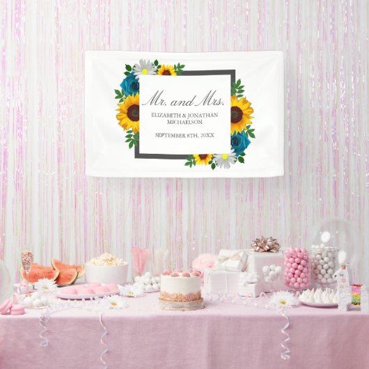 ひまわりバラデイジー結婚フローラ 横断幕 (パーティー)
