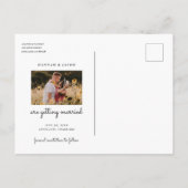 ひまわりバラフォトウッド日付結婚を保存 案内ポストカード (裏面)