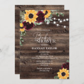 ひまわりバラフローラウッドベビーシャワー 招待状 (正面/裏面)