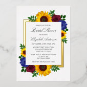 ひまわりバラフローラブライダルシャワー 箔招待状 (正面)