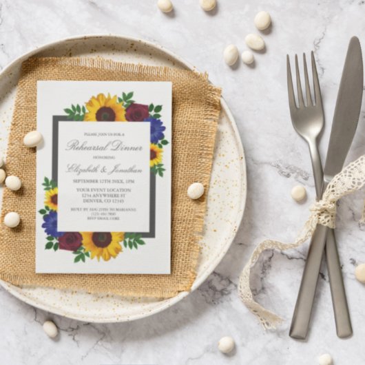 ひまわりバラフローラリハーサルディナー招待状 招待状