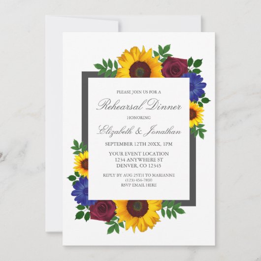 ひまわりバラフローラリハーサルディナー招待状 招待状 (正面)