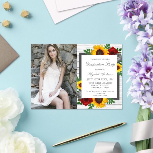ひまわりバラフローラ卒業パーティー アクリル招待状 (インサイチュ (ウェディング))