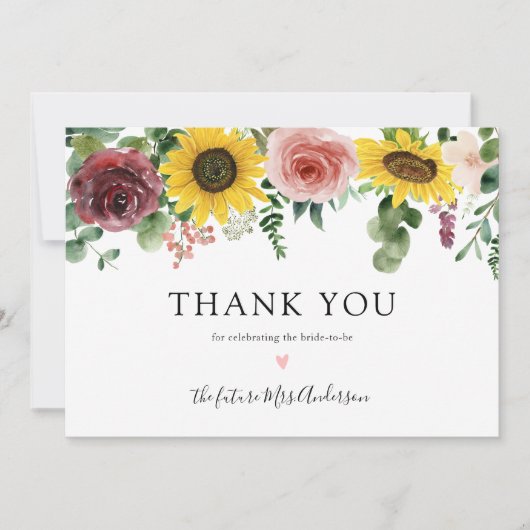 ひまわりバラブライダルシャワーありがとう (正面)