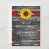 ひまわりバラブルゴーンディ素朴レースウ結婚ッズ 招待状 (正面)