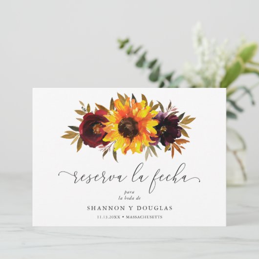 ひまわりバラレッドパープル素朴秋スペインの セーブザデート (スタンド正面)