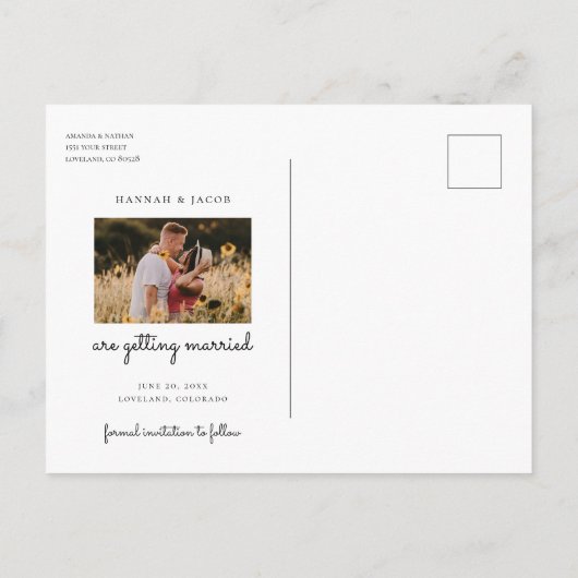 ひまわりバラ写真フローラ日付の結婚保存 案内ポストカード (裏面)