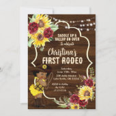 ひまわりバラ女性のカーボーイファーストロデオ誕生日 招待状 (正面)