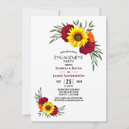 ひまわりバラ婚約パーティ 招待状