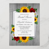 ひまわりバラ秋フローラウッドブライダルシャワー 箔招待状 (正面)