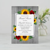ひまわりバラ秋フローラウッドブライダルシャワー 箔招待状 (立ち正面)