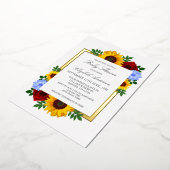 ひまわりバラ秋フローラベビーシャワー 箔招待状 (回転した状態)