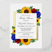 ひまわりバラ秋フローラベビーシャワー 箔招待状 (正面)