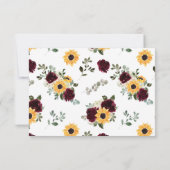 ひまわりバラ素朴ウェディングRSVPカード 出欠カード (裏面)