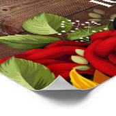 ひまわりバラ素朴ブライダルシャワー標識 ポスター (角)