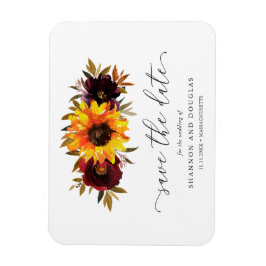 ひまわりバラ素朴秋の結婚式日付の保存 マグネット