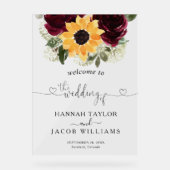 ひまわりバラ結婚の歓迎 アクリルサイン (正面)