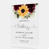 ひまわりバラ結婚の歓迎 アクリルサイン (傾斜)