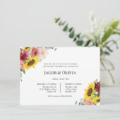 ひまわりバラ結婚ズリハーサルディナー招待状 招待状 (スタンド正面)