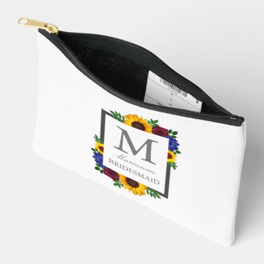 ひまわりバラ結婚フローラ アクセサリーポーチ (見開き)