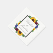 ひまわりバラ結婚フローラ スタンダードカクテルナプキン (角)