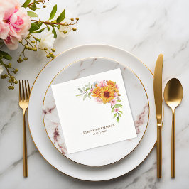 ひまわりバラ結婚フローラ スタンダードカクテルナプキン