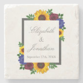 ひまわりバラ結婚フローラ ストーンコースター (正面)