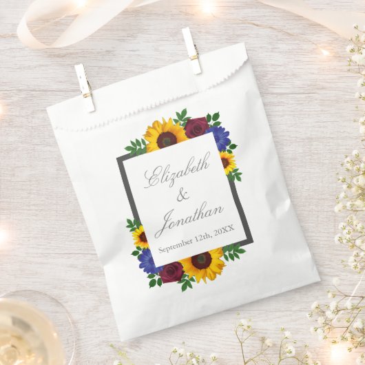 ひまわりバラ結婚フローラ フェイバーバッグ (クリップ留めされた状態)