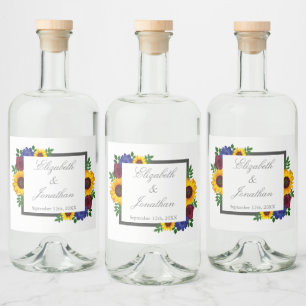 ひまわりバラ結婚フローラ リキュールボトルラベル