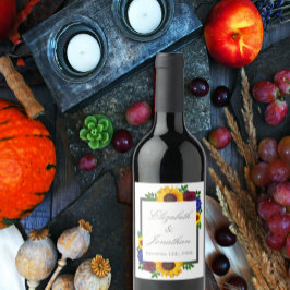 ひまわりバラ結婚フローラ ワインラベル