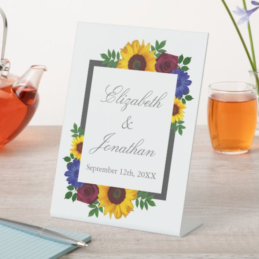 ひまわりバラ結婚フローラ 台座サイン (インサイチュ)