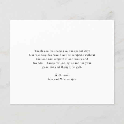 ひまわりバラ結婚予算サンキューカード (裏面)