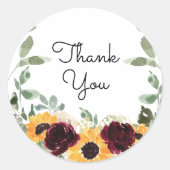 ひまわりバラ緑ありがとう ラウンドシール (正面)