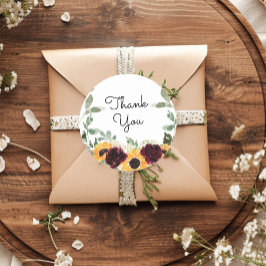 ひまわりバラ緑ありがとう ラウンドシール