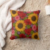 ひまわりバラ装飾用クッション クッション (ブランケット)