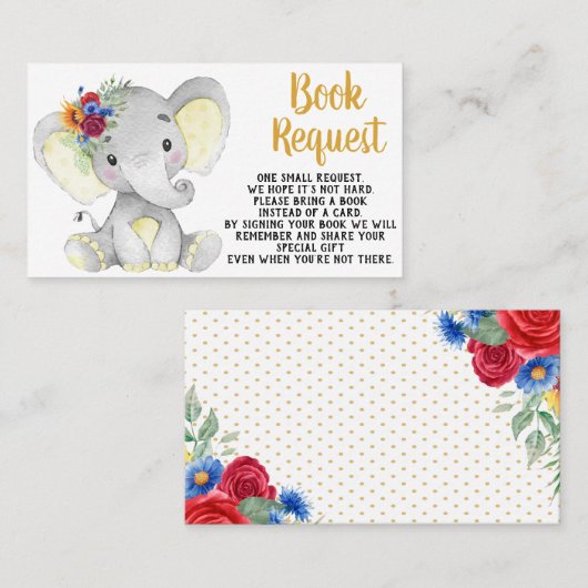 ひまわりバラ象ブックリクエストカード 名刺 (正面/裏面)