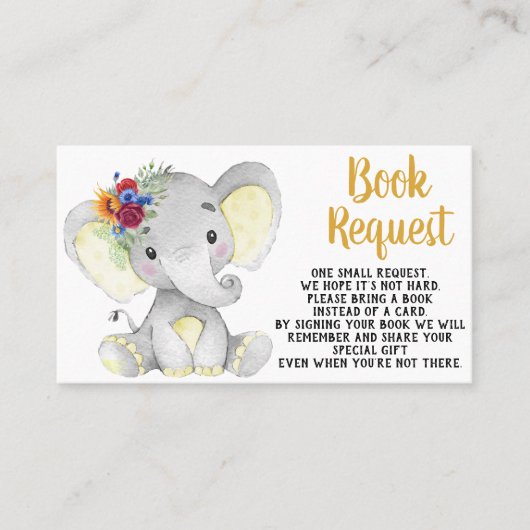 ひまわりバラ象ブックリクエストカード 名刺 (正面)
