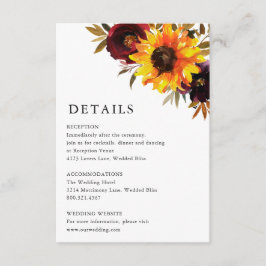 ひまわりバラ赤素朴紫結婚の詳細 エンクロージャーカード